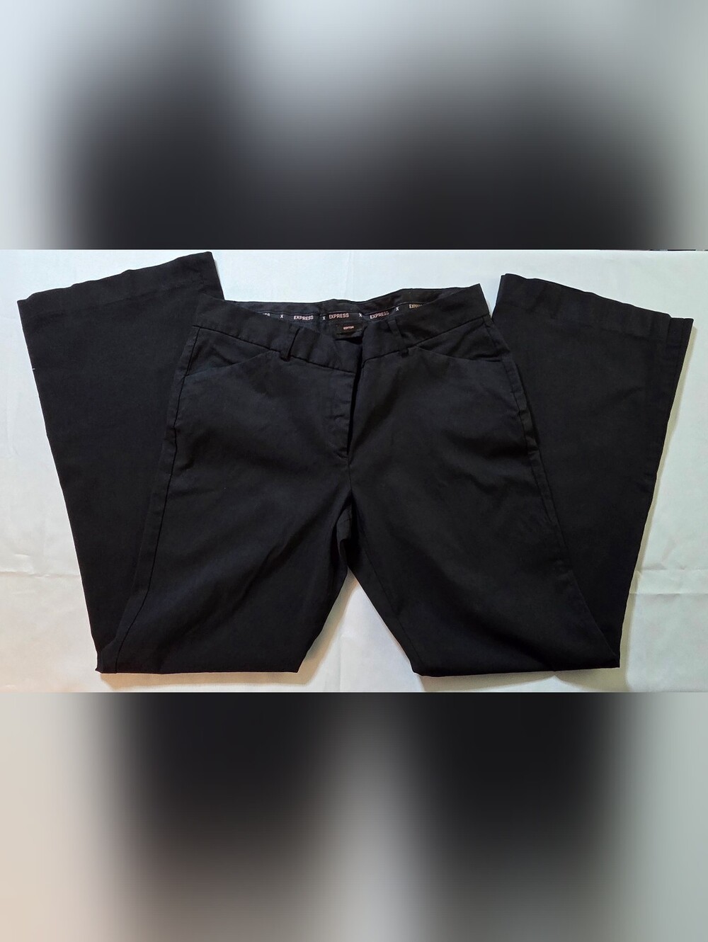 Express Black Editor Wide Leg Dress Pants Stretch Rayon Blend Size 12R Regular